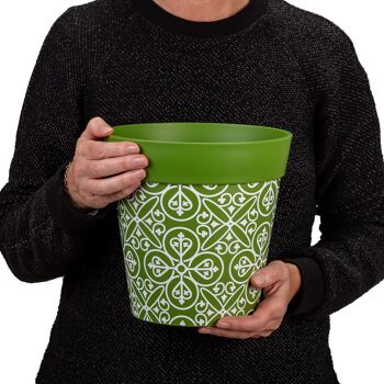 Pot extérieur/intérieur 'Maroc Tile' moyen 22cm en plastique vert 6