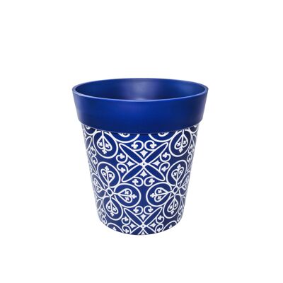 blue plastic, lattice pattern, medium 22cm indoor/outdoor pot