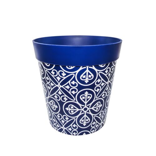 blue plastic  'maroc tile' large 25cm indoor/outdoor pot
