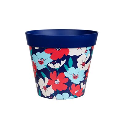 blue plastic 'trailing floral', large 25cm indoor/outdoor pot