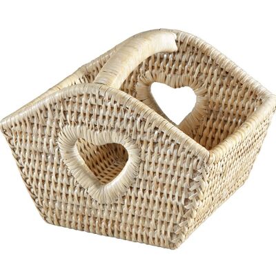 Mutin white ceruse mini heart basket