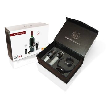 Set d'accessoires pour le vin : Bouchon à vide, bec verseur, bague anti-goutte et thermomètre digital Wine Set 5