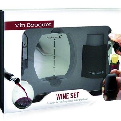 Wine set: 2-stroke corkscrew & Anti-drip plates & Vacuum stopper