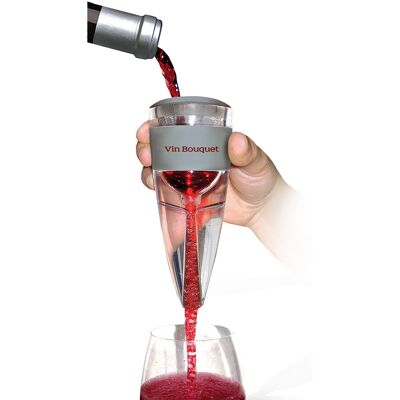 Aérateur de vin, base, filtre et sac en velours, couleur transparente