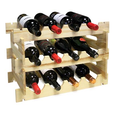 Brown pine wine rack