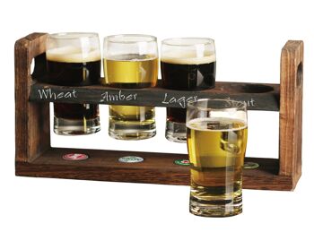 Ensemble de dégustation de bière avec plateau en bois 4