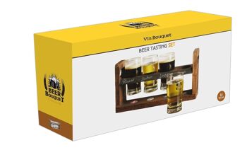 Ensemble de dégustation de bière avec plateau en bois 6