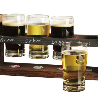 Set degustazione birra con vassoio in legno