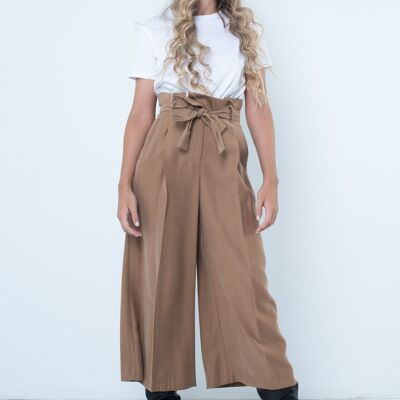 Pantalon large avec ceinture Tan