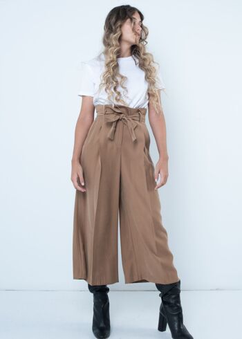 Pantalon large avec ceinture Tan