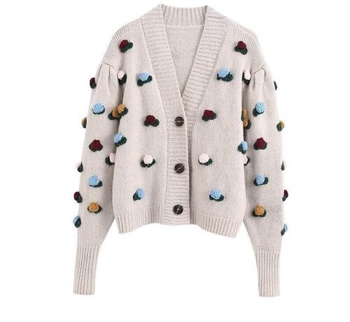 Cardigan with floral patches