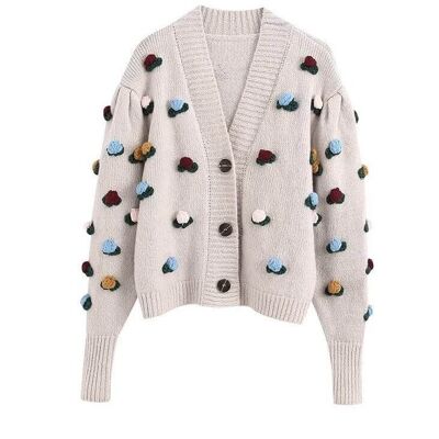 Cardigan with floral patches