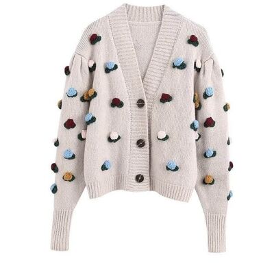 Cardigan con toppe floreali