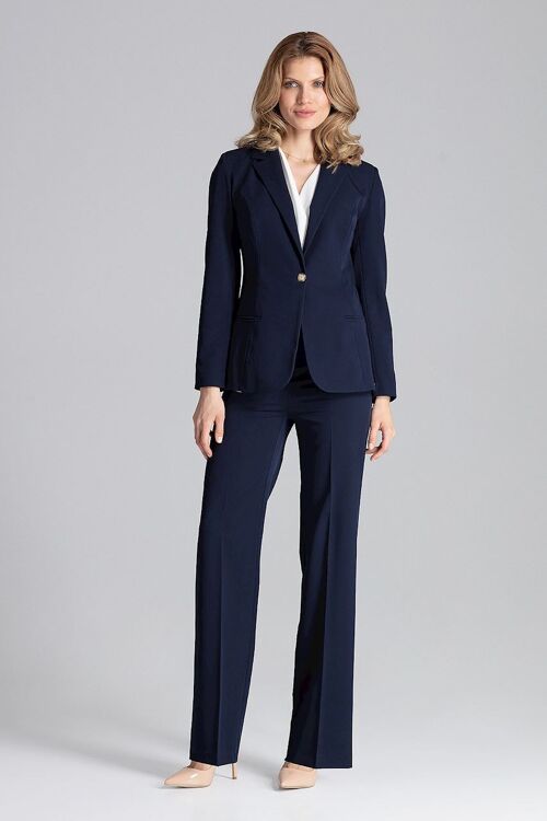 Slim Fit Trousers - 40 - Navy