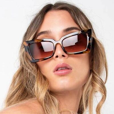Rectangular Sunglasses - Brown