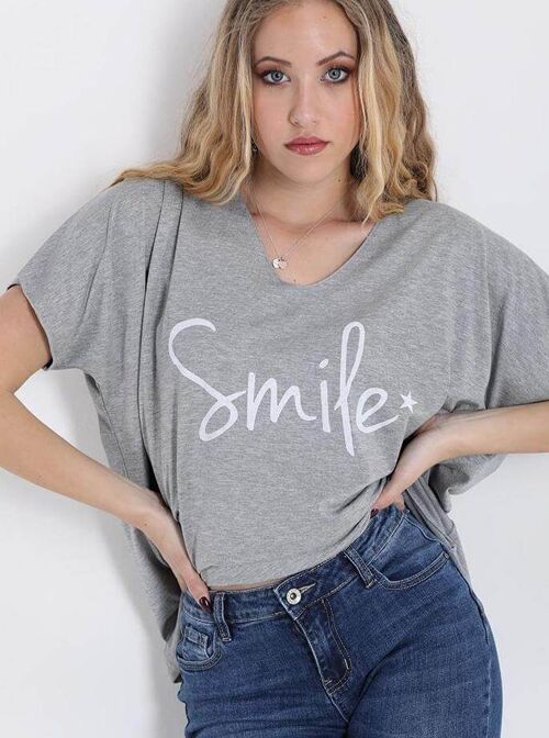 Cotton T-Shirt Smile - Gray