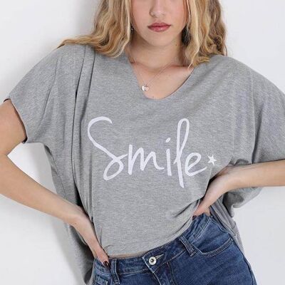 Camiseta de algodón Smile - Gris