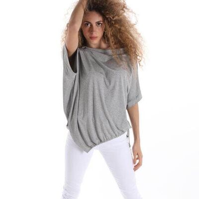 Cotton T-shirts with Drawstrings - Gray