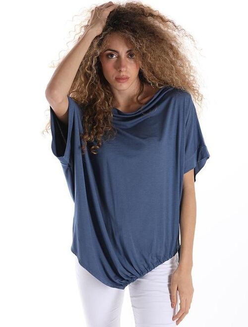 Cotton T-shirts with Drawstrings - blue