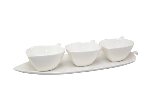 Set de 3 coupelles aperitif plateau feuille