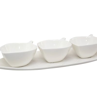 Set de 3 coupelles aperitif plateau feuille