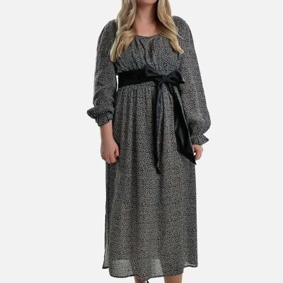 Maxi Robe avec Ceinture en Cuir - Noir - M