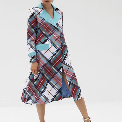 Trench Coat - Pleated Tartan Print