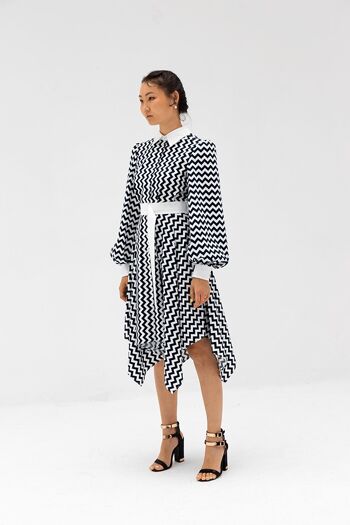 Robe chemise en coton à imprimé zigzag 1