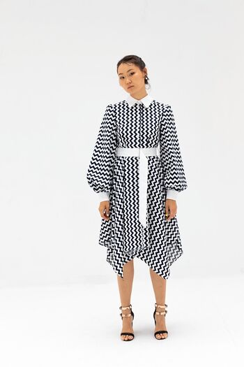 Robe chemise en coton à imprimé zigzag 2