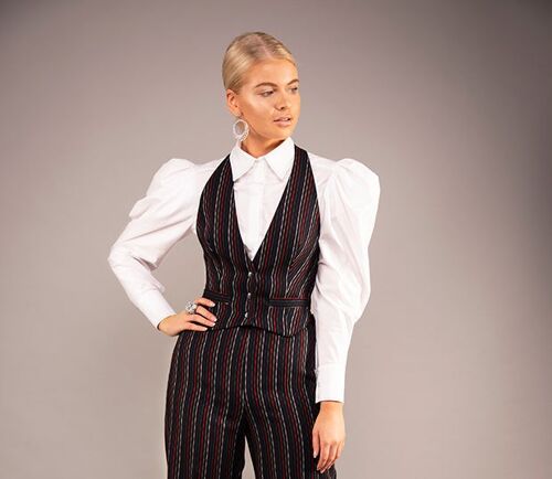 Stripe twill waistcoat