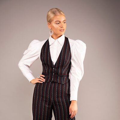 Stripe twill waistcoat