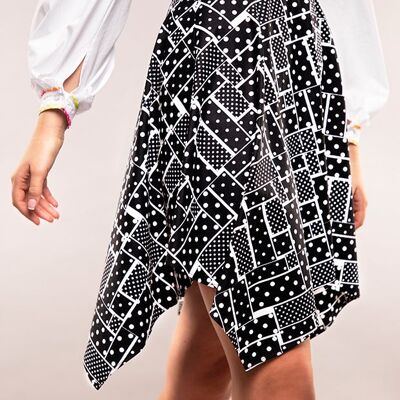 Domino print cotton skirt