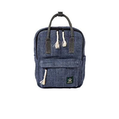 Compact backpack in 100% ethical & vegan hemp - SONAM COBALT
