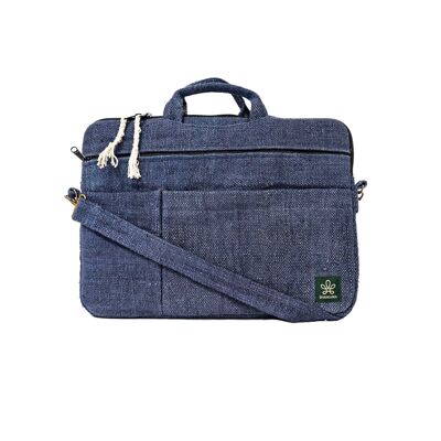 Borsa per laptop in canapa 100% etica e vegana - LANGTANG COBALT