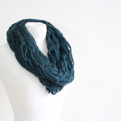 Dark green infinity scarf - wool