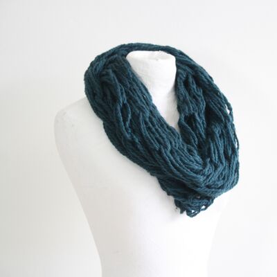 Dark green infinity scarf - wool