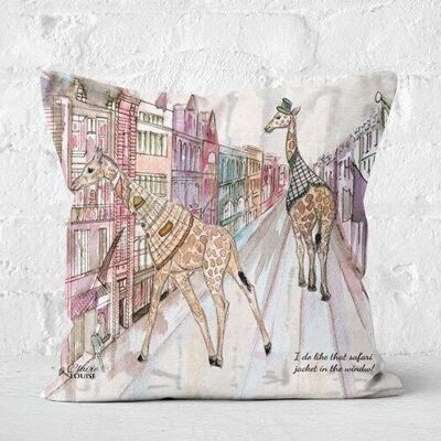 Giraffes In The City Cushion