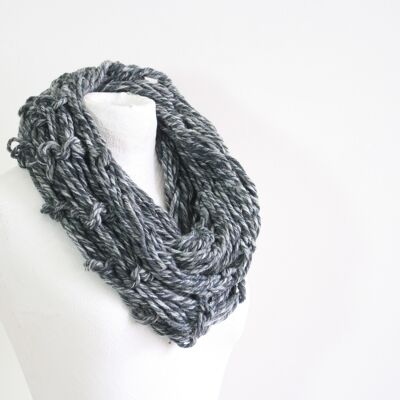 Dark gray infinity scarf - wool