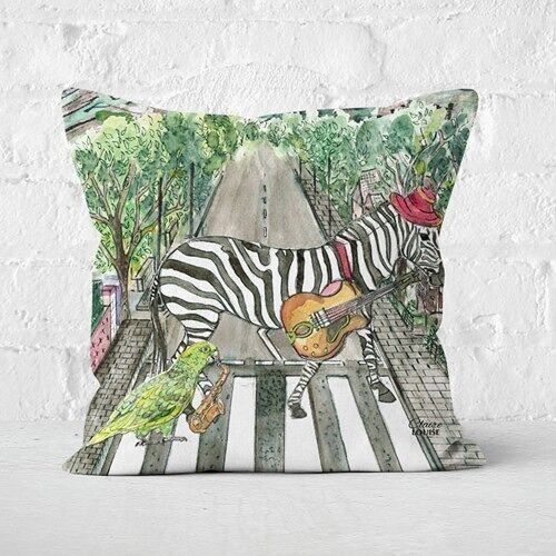 Zebra In The City Cushion