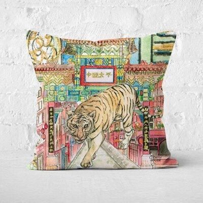 Tiger In The City Cushion