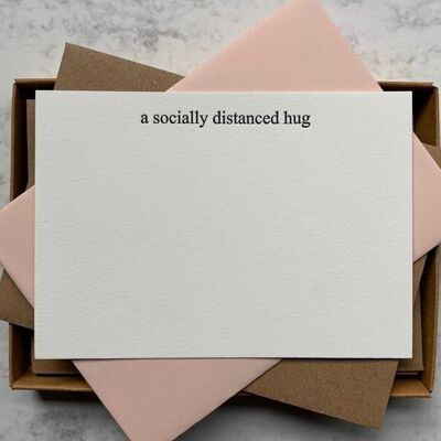Letterpress, hand printed 'A socially distanced hug' notecards - Boxed set of 8 cards and envelopes