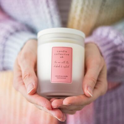 Frosted Glass Jar Candle - Rhubarb & Custard