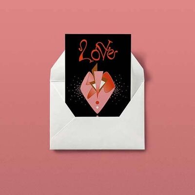 Corazón de amor - Negro adornado: Tarjeta de boda, aniversario, tarjeta de amor, tarjeta del día de San Valentín
