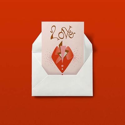 Corazón de amor - Rosa adornado: Tarjeta de boda, aniversario, tarjeta de amor, tarjeta del día de San Valentín