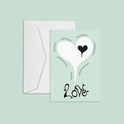 Love - Green Pastel: Carte de mariage, anniversaire, carte d'amour, carte de Saint Valentin