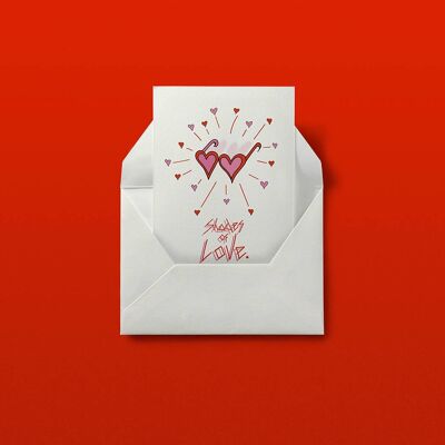 Shades Of Love - Mini Corazones: Tarjeta de Boda, Aniversario, Tarjeta de Amor, Tarjeta del Día de San Valentín