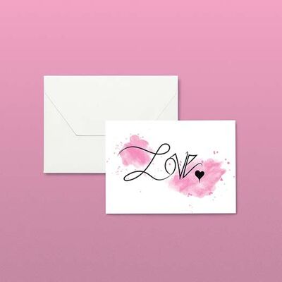 Love Script - Pink: Carte de mariage, anniversaire, carte d'amour, carte de Saint Valentin