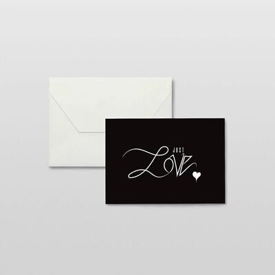 Just Love - Script Black: Tarjeta de boda, aniversario, tarjeta de amor, tarjeta de San Valentín