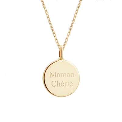 Women's gold-plated wind rose medallion necklace - MAMAN CHÉRIE engraving