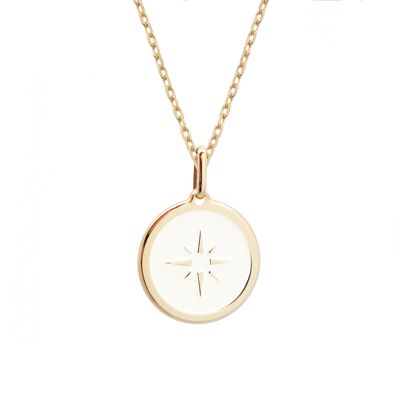 Women's gold-plated wind rose medallion necklace - DREAM engraving